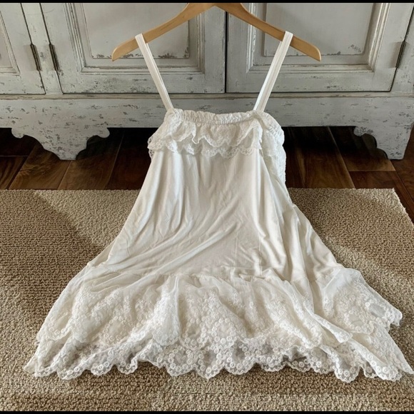 BOHO Bohemian Ivory Layered Lace Tunic Dress S - Picture 1 of 2
